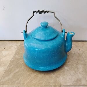 Mid-Century Style Speckled Turquoise Ceramic Teapot Handcrafted Studio Pottery
